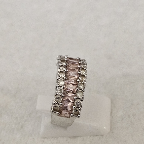 Beautiful Blush Tourmaline & White Topaz Ring Sterling Silver Size 7.5 - Picture 8 of 11
